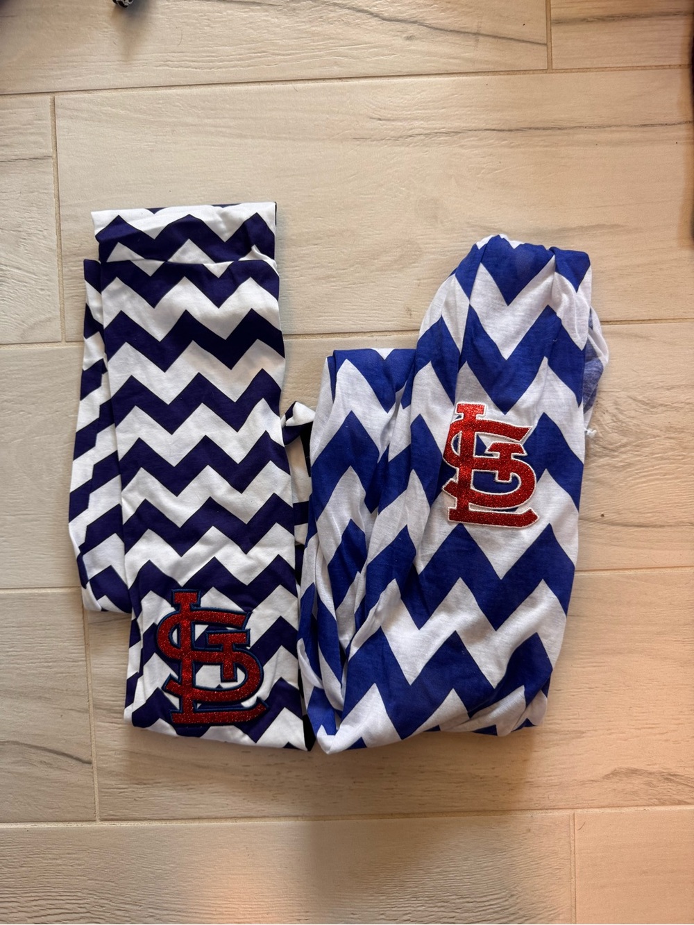 Chevron Print infinity scarves with St. Louis cardinals logo